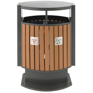 Abfallbehälter für Abfalltrennung draussen Holz Optik (31650422)