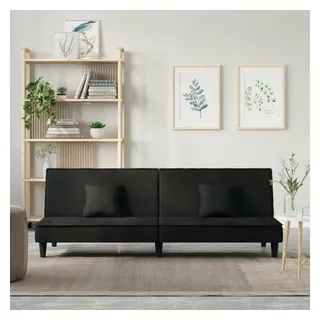 vidaXL Schlafcouch Samt 2-Sitzer Schwarz