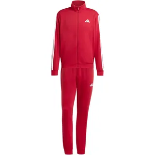 adidas M 3S FL TT TS Trainingsanzug Rot/Weiß L