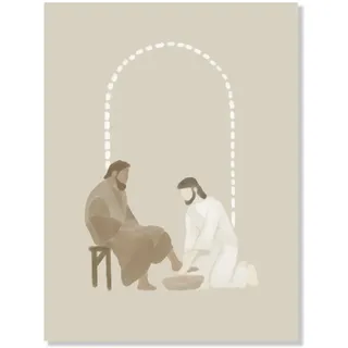 kollyseek Gerahmtes Bild „Jesus wäscht den Jüngern die Füße“ 30 x 40 Leinwand-Wandbild Taufgeschenke Inspirierende Wohnaccessoires Christliche Leinwanddrucke Poster für Gebetsraum, Kirche, Wohnzimmer