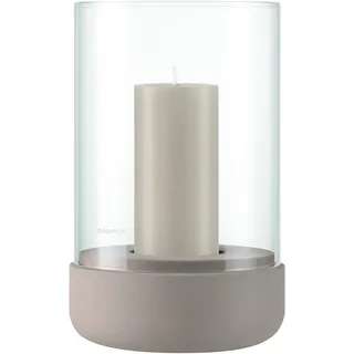 blomus Windlicht -Calma- | Farbe Fungi | Größe M | (exkl. Kerze) | Aus Beton und klarem Glas; Für stimmungsvolles Kerzenlicht; Maße 12,4 x 12,4 x 19,6 cm