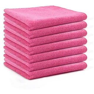 SMTCM 10 Stück Mikrofaser Reinigungstücher Lappen 25 * 25CM Rosa Allzwecktücher Weich Putztüch Mikrofasertücher Saugfähige Küche Tücher Geschirrtücher Fusselfrei Waschbare Putzlappen für Haus Auto