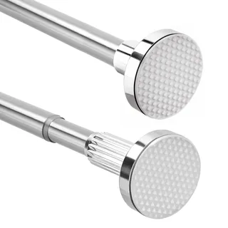 Duschvorhangstange, Duschstange ohne bohren, ∅ 25 mm Teleskopstange Vorhang aus Kohlenstoffstahl, Klemmstange für Gardinen (Silber, 50-80cm)