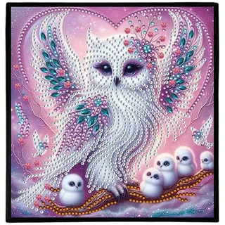 Generisch DIY 5D Notizbücher Diamant Malerei Diamond Painting Notizbuch Tagebuch Mädchen 50 Seiten Kristall Skizzenbücher Notizblock Diamant Painting Geschenk Geburtstag-Eule