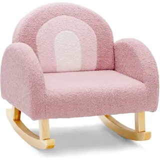 Goplus - Kindersofa, Schaukelstuhl für Kleinkinder, Kindersessel aus Lammfellimitat, Kindersessel, Kinderstuhl für Kinderzimmer, Spielzimmer (Rosa)