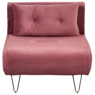 Beliani Schlafcouch Stoff 1-Sitzer Rosa