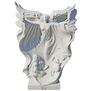Casa Padrino Luxus Jugendstil Marmor Deko Skulptur Engel Weiß H. 160 cm - Prunkvolle Garten Marmor Deko Figur - Barock & Jugendstil Garten Marmor Deko Accessoires - Edel & Prunkvoll