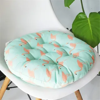 DOTBUY-SHOP Sitzkissen Rund Druck Sitzkissen Outdoor und Indoor Mit Haltebändern, Widerstandsfähige & Robuste Stuhlkissen Kinder Komfortabel Sitzpolster für Garten, Büro (Flamingo,40x40cm)