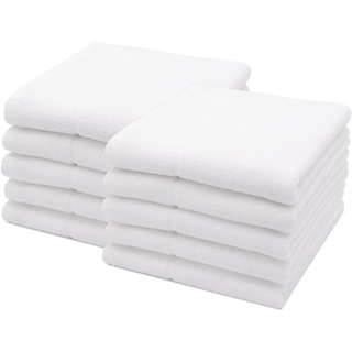 ZOLLNER 10er Set Handtücher aus Baumwolle, 420 g/qm, ca. 50x100 cm, weiß