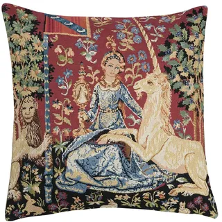 Beletage Belgian Tapestrie Kissenhülle Gobelin The Lady and The Unicorn 45 x 45 cm 8-teilige Serie (The View)