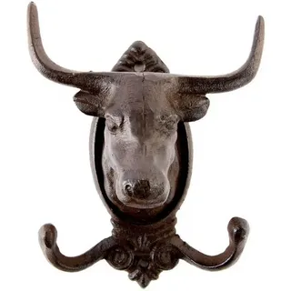 LB H&F Lilienburg Wandhaken Wandhaken Stier Metall Gusseisen Vintage Kuh Büffel Kopf Hörner, (Stierhaken Stierkopf massiv Garderobe Gardarobe Gardrobe Garderobenhaken Kleiderhaken selber machen Wandgarderobe Antikstil Wohnzimmer Flur Werkzeughalter Werkzeughaken Dekofigur STIER HAKEN, Haken Wandhaken antik Nostalgie Gusseisen Metall), Halter Halterung antikstil rustikal industrial Garderobe selber braun