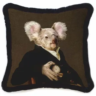 Casa Padrino Luxus Deko Samt Kissen Sir Koala Bär Braun / Schwarz 45 x 45 cm