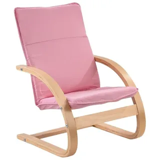 Home4You Kindersessel Pink, Webstoffbezug, Birkenschichtholz braun|rosa
