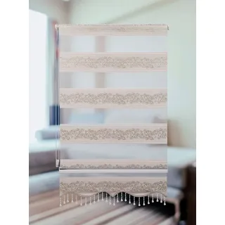 Doppelrollo Doppelrollo Klemmfix ohne Bohren Gold Rankenmuster mit Perlen, Plisseeonline, blickdicht, Ohne Bohren, Montage auf dem Fensterrahmen, Klemmfix goldfarben 90 cm x 200 cm