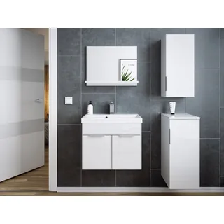 Magnolia Home Badmöbel-Set Badmöbel-Set Slimline Vega 4tlg Spiegel & Midischränke weiss hgl/weiss, Soft-Close