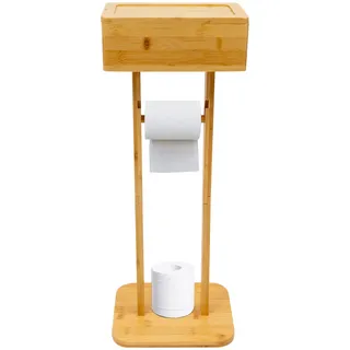 Toilettenpapierhalter Frei stehender Drehbarer Box-Deckel Stehend FüR Klopapier Aufbewahrung, PräMie Edelstahl Klopapierhalter ohne Bohren WC Garnitur mit Toilettenbürste