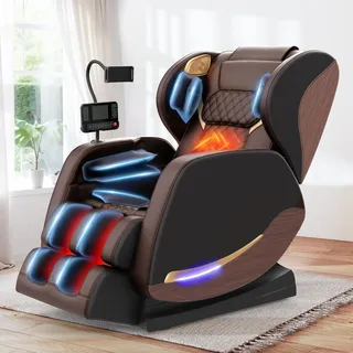 Ganzkörper Massagesessel mit 14 Massagerollen,Zero-Gravity für Heimkino | Massagesessel mit Wärmefunktion, 8 Airbags, Bluetooth-Lautsprecher, 2-in-1-Touchscreen, Relaxsessel mit Schwerelosigkeit