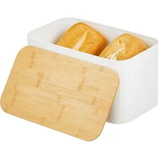 mDesign Aufbewahrungssystem mDesign Brotbox Brotkasten Brotkorb Brotaufbewahrung Deckel Metall B weiß