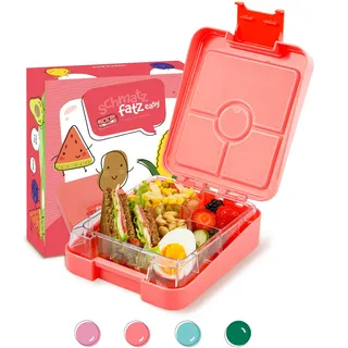 schmatzfatz easy Snackbox, mit Fächern, Brotdose, Lunchbox, Bento Box, Geschenk für Kinder (Coral)