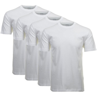 RAGMAN Herren T-Shirt 4er Pack - 1/2 Arm, Unterhemd, Rundhals Weiß L