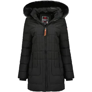Canadian Peak Braceleak_Lady - Women's Comfortable Autumn Winter Warm Mid Thick Parka - Fine Coat Fake Fur Hood - Windbreaker Jacket - Elegant Women (Black M) - M