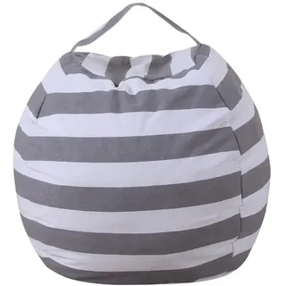 Treer Spielzeug Aufbewharungstasche Kinder Sitzsack Aufbewahrung mit Reißverschlus, 2-in-1 Sitzsackhülle für Kleidung, Kuscheltier & Täglichen, umwandelbar in Kindersessel (Grau Streifen,24")
