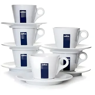Lavazza Blu Collection Cappuccino Tasse, 6er Pack, Kaffeetasse, Porzellan, Weiß, 165ml, 20002131