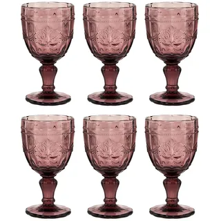 BUTLERS VICTORIAN Weingläser, 6er-Set mit Stiel, 230 ml, Bunt | Trinkgläser Set, mundgeblasen, mit Stiel & Relief-Prägung, spülmaschinenfest, für Tisch, Garten & Party