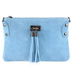 ITALYSHOP24 Schultertasche Made in Italy Damen Leder Tasche CrossOver, als Schultertasche, Clutch, Umhängetasche tragbar blau