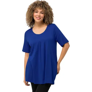 Ulla Popken Damen große Größen Übergrößen Plus Size T-Shirt, Zierfalten, A-Linie, Rundhals, Halbarm, Modal - 46-48 Große Größen