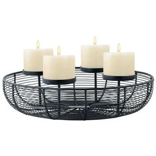 Marrakesch Orient & Mediterran Interior Adventskranz Moderne Deko Adventskranz Kerzenständer Weihnachtsdeko Orbe Schwarz, Handarbeit schwarz