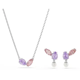 Swarovski Ohrring und Ketten Set Multipack Schmuck Geschenk CAPSULE (Set, 3-tlg., inkl. Schmuckbox), mit Swarovski® Kristallen, mit Swarovski® Perle bunt|lila|rosa