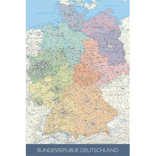 Landkarten - Poster - Politische Deutschlandkarte + Ü-Poster