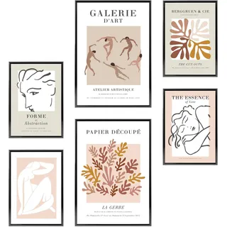 Heimlich – Poster-Set – 2 A3 / 30 x 42 cm + 4 A4 / 21 x 30 cm – Premium-Poster – ungerahmte Drucke – moderner Stil – abstraktes rosa Matisse