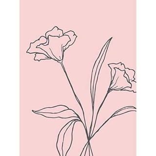 Blush Pink Plant Flower Grey Art Print Canvas Premium Wall Decor Poster Mural Rosa Pflanze Blume Wand Deko