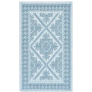 Pierre Tappeti Sardischer Teppich, hellblau, 55 x 140 cm, waschbar, 100 % Baumwolle, hergestellt in Sardinien. Teppich für Bad, Küche, Eingangsbereich, praktisch weich.