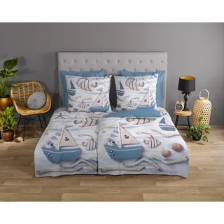 Muller Textil Maritim unifarben Blau 135 x 200 cm + 2 x 80 x 80 cm