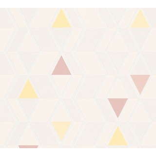 A.S. Création Vliestapete Happy Spring Tapete geometrisch grafisch im skandinavischen Stil 10,05 m x 0,53 m beige gelb grau Made in Germany 343024 34302-4