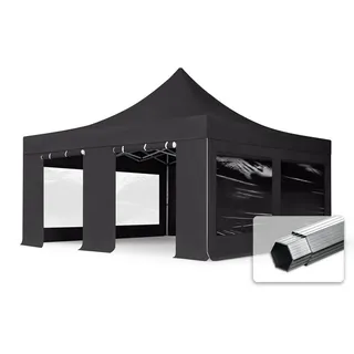 TOOLPORT Faltpavillon 5 x 5 m inkl. 4 Seitenteile Schwarz