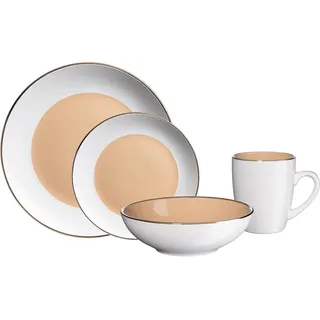 neuetischkultur Kombiservice 16-teilig Metallic rim Cremeweiß Hellbraun