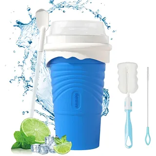 SCBOY Slushy Maker,Eis zum kneten slushy becher,Silikon slushy maker cup,Slush becher mit Strohhalmlöffel und Tassenbürste für Slushie Eis