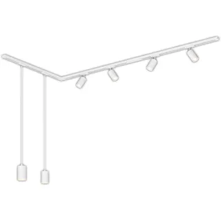 Briloner Schienensystem Rail Komplettset 4x GU10 Spots/2x Pendel 2,25m Weiß