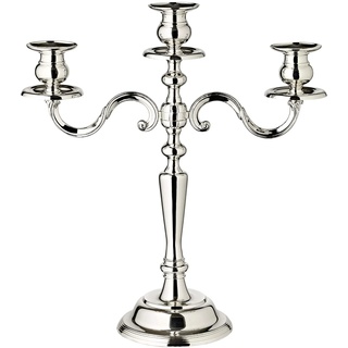 EDZARD Kerzenleuchter Regina (H 36 cm) in Silber 3-flammig - Kerzenhalter, Kerzenständer für den Adventskranz - Kerzen, Stabkerzen Ständer - Silber Deko, Kerzen Deko, Tischdeko Wohnzimmer