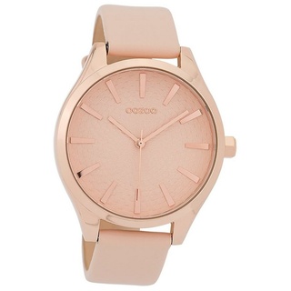 OOZOO Quarzuhr Oozoo Damen Armbanduhr OOZOO Timepieces, (Analoguhr), Damenuhr rund, groß (ca. 42mm), Lederarmband rosa, Fashion rosa