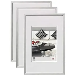 walther design Bilderrahmen Silber 20x30 cm, 3er Pack, Chair Alurahmen AJ030S3