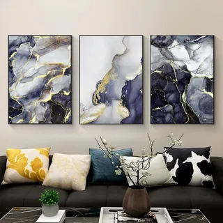 WADBTP Islamische Leinwand Bilder,Islamic Leinwand Malerei,Marble Background Allah Islamic Arabic Calligraphy Poster,Wohnzimmer Schlafzimmer Home Decor - Ohne Rahmen (Marmor D,3pcs-30 x 40 cm)