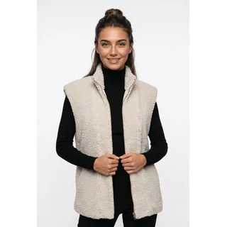 Plüschweste ONLY "ONLNIKITA TEDDY WAISTCOAT OTW", Damen, Gr. M, beige (pumice stone), Plüsch, Obermaterial: 100% Polyester, unifarben, normal, Westen, Kunstfaser