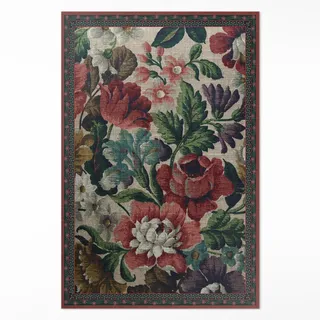 wallfluent Zarte Blumen Voller Farben Vinylteppich 60 x 90 cm Grün