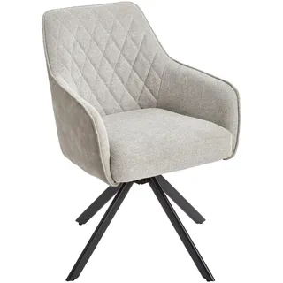 Livetastic Armlehnstuhl Beige, Braun, Grau, Schwarz, Beige, Holz, Metall, Textil, Pappel, Sperrholz, Füllung: Schaumstoff, Taschenfederkern, Drehkreuz, 60x87x65 cm, Sitzfläche 360° drehbar, Esszimmer, Stühle, Esszimmerstühle, Armlehnenstühle