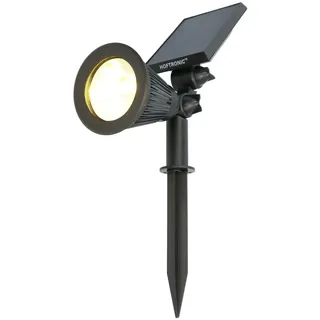 HOFTRONIC - Solar Gartenstrahler mit Bewegungsmelder IP65 Wasserdicht LED Solarlampen für Außen Solarleuchte mit Erdspieß Solar Strahler Wintersolar Solarpanel Warmweiß Garten Solarstrahler